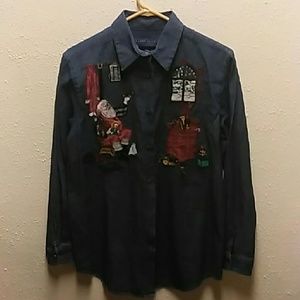 Karen Scott 100 % cotton Xmas shirt